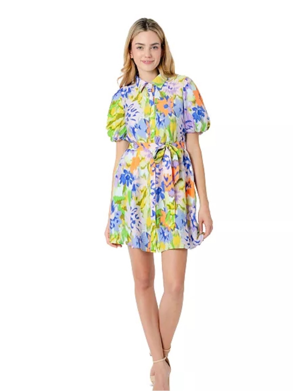 Sam Edelman colorful water color Tie-Waist Shirt Dress - New